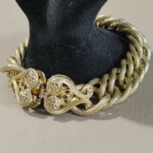 Napier Chain Bracelet Mid Century Vintage Roman Byzantine Gold Tone Box Clasp